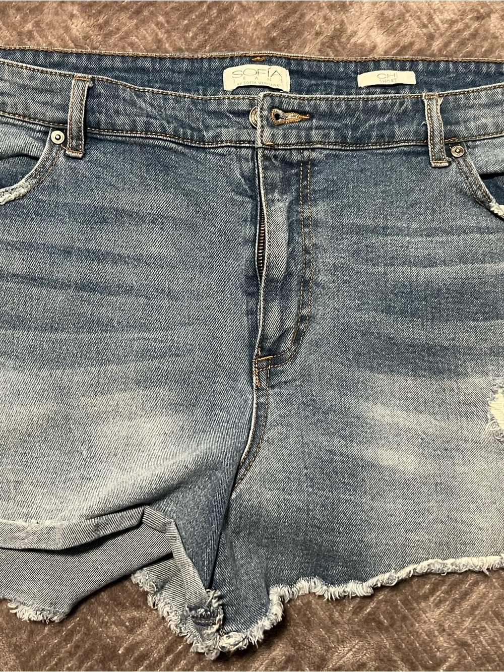 sofia by sofia vergara Light Blue Distressed Denim Shorts